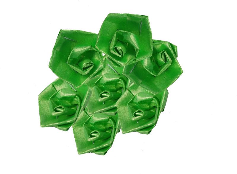 Utkarsh Artificial Green Color Handmade Plastic Paper Rose Flowers Pack of 50 Gram