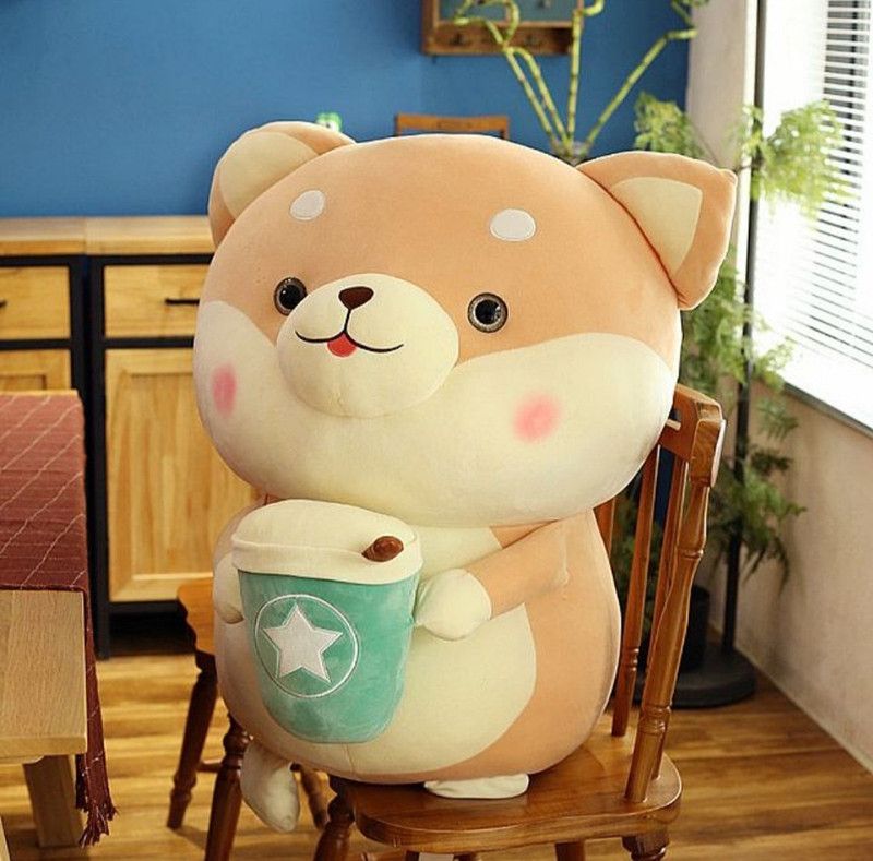 ABPY Dog Tea Cup Teddy Very Cute Soft Hugable American 40cm-(White & Pich) - 40 cm  (White & Pich)