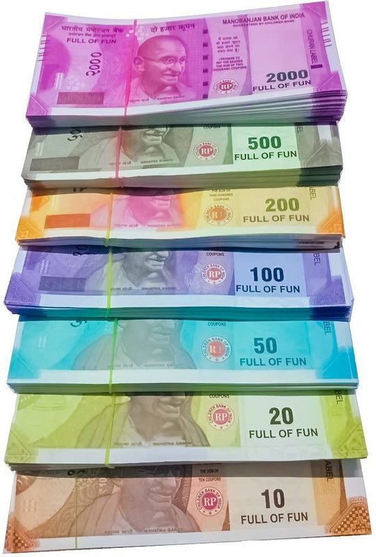 BBS DEAL Combo (25*4= 100 Notes) ( Rs.100, Rs.200, Rs.500, Rs.2000 Notes) Fake Note Gag Toy  (Multicolor)