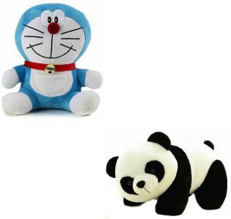 GOD GIFT GALLERY Soft Lovable Hugable Combo Doremon + Panda- 25cm + 30cm - 30 cm  (White, Blue, Black)