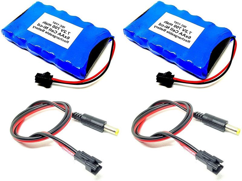 INVENTO 2Pcs 7.2V 700 mAh Ni-cd Rechargeable 1.2V x 6 AA Cell Battery Pack with 5.5mm DC Male Jack Plug wire 500mm Long Automotive Electronic Hobby Kit