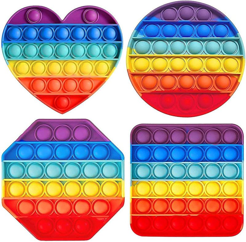 TITIRANGI Pop (Heart, Round, Sqaure and Octagon,Shape) It Fidget Toys Silicon Stress Refief Toy for Girls Boys Kids Push Pop Bubble Fidget Gift Toy for Children Indoor Outdoor Game muticolored.  (Multicolor)