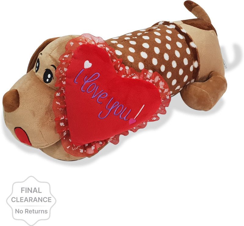 Benny N Bunny Laying Dog with Heart M Brown - 18 cm  (Pink)