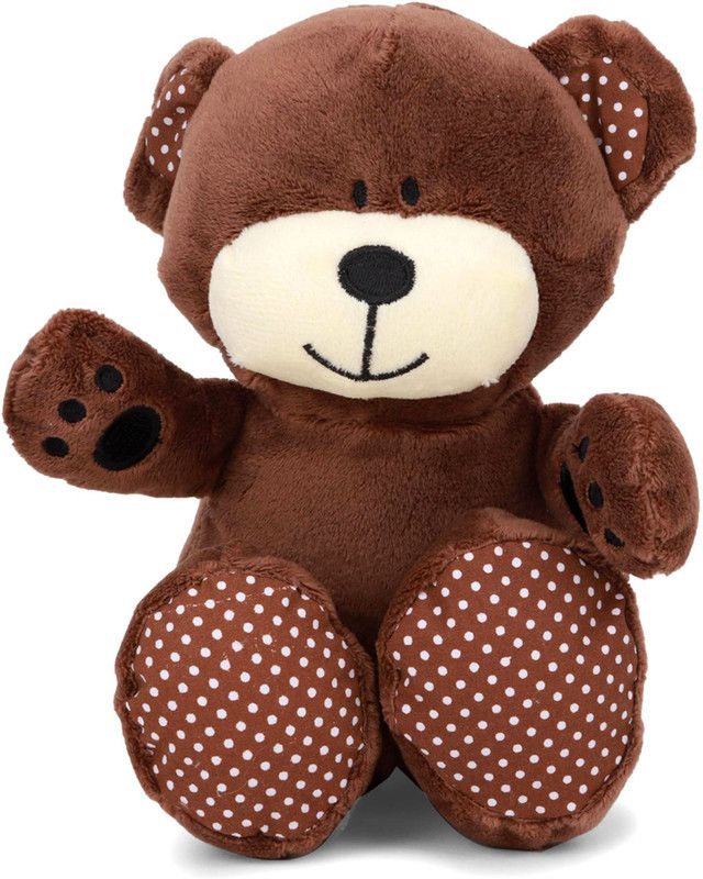 Starwalk Bear Plush Dark Brown with Polka Dotted Ears - 20 cm  (Brown)