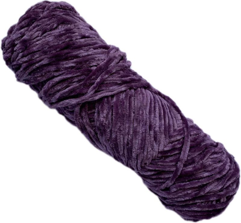 Crochetnow Thin Velvet Yarn for Blankets and Amigurumi Toys and Bags 100gms (Grape Vine)