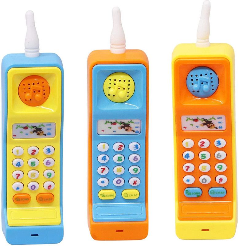 Enorme Cordless Musical Mobile Phone Toy, Intelligent Learning Machine Study Learn Words Sing Song Plastic Hobby Intelligence Gifts Educational Cellphone Telephone for Kids ( Batteries Included - Phone Pack 3)  (Multicolor)