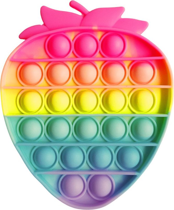 KARBD Pastel Strawberry Rainbow Push Pop It Silicone Bubble Fidget Sensory Toy for Kid  (Multicolor)
