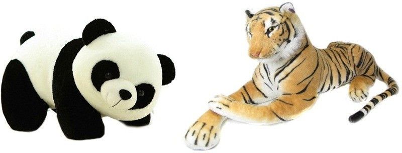 VRV Soft Toy Combo Of Panda and Yellow Tiger - 25 cm  (Multicolor)