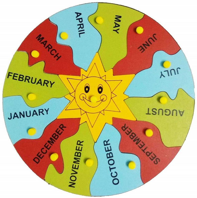 Khilonewale Wooden Puzzles Toddlers Month of Year (Month Name) Puzzles with Knobs, Educational Puzzle,Learning Aid for Boys and Girls,Kids, Students ,Size 30*30 cm  (13 Pieces)