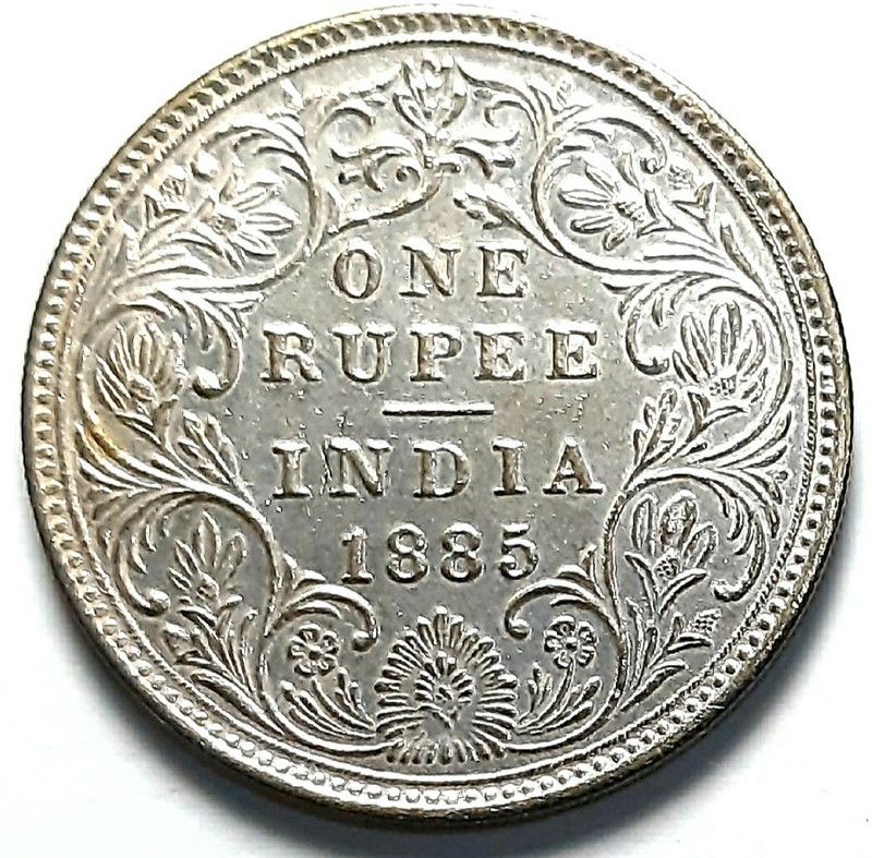 HSP Old One Rupees India Victoria Empress Coin Year 1885. Medieval Coin Collection  (1 Coins)