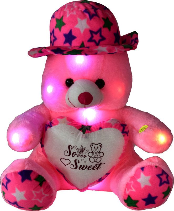 JAINEX 46CM L.E.D HAT TEDDY BEAR - 46 cm  (Pink)