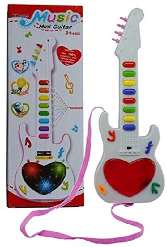 mayank & company Plastic Mini Guitar Instrument with Sound & 3D Lighting Learning Toy for Kids  (Multicolor)