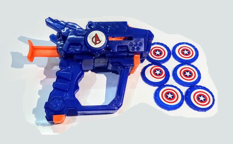 FLYmart Captn Amrca Action Figure PRESS & SHOOT Shield Disc Shooter Look Toy Gun for Kid  (Multicolor)