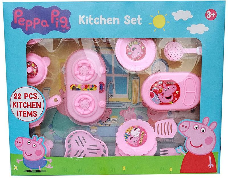 Litvibes Peppa Pig Kitchen Set Cooking Tools 22 Pcs Games Best Gift For Kids & Children