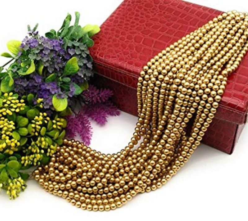 Satyam Kraft Crafts Pearl moti DIY Jewellery (golden) (8 mm)-1200 pcs approx