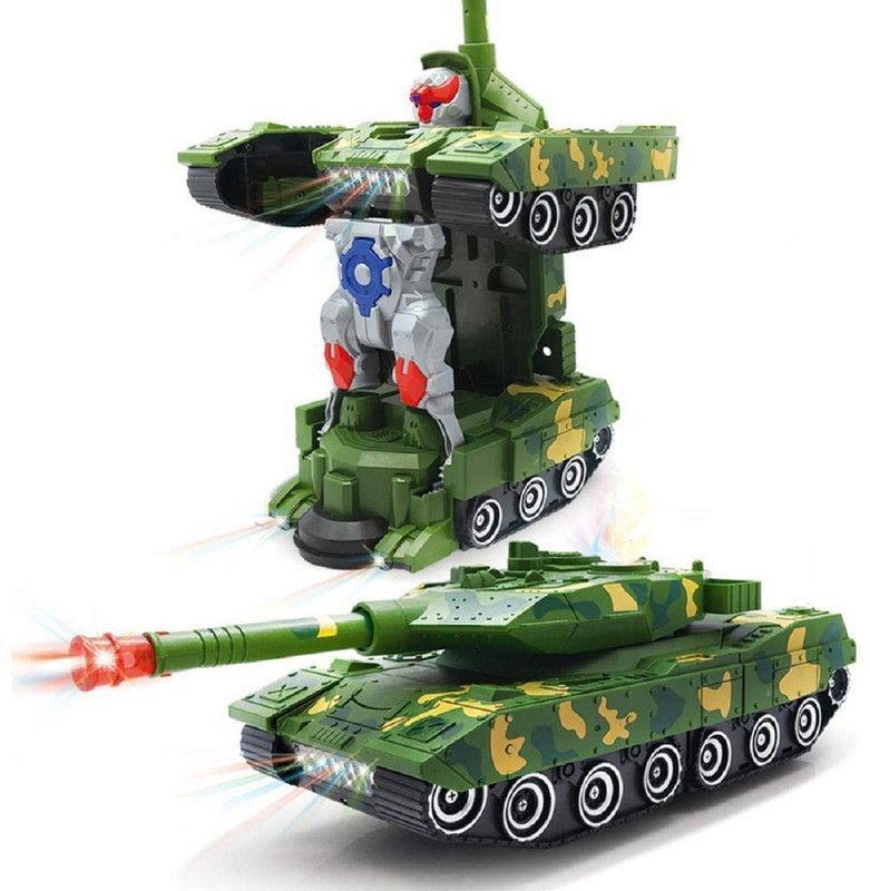 GoodsNet Automatic Deformation Combat Tank Transformer Robot Toy with Music (Multicolor)  (Multicolor, Pack of: 1)