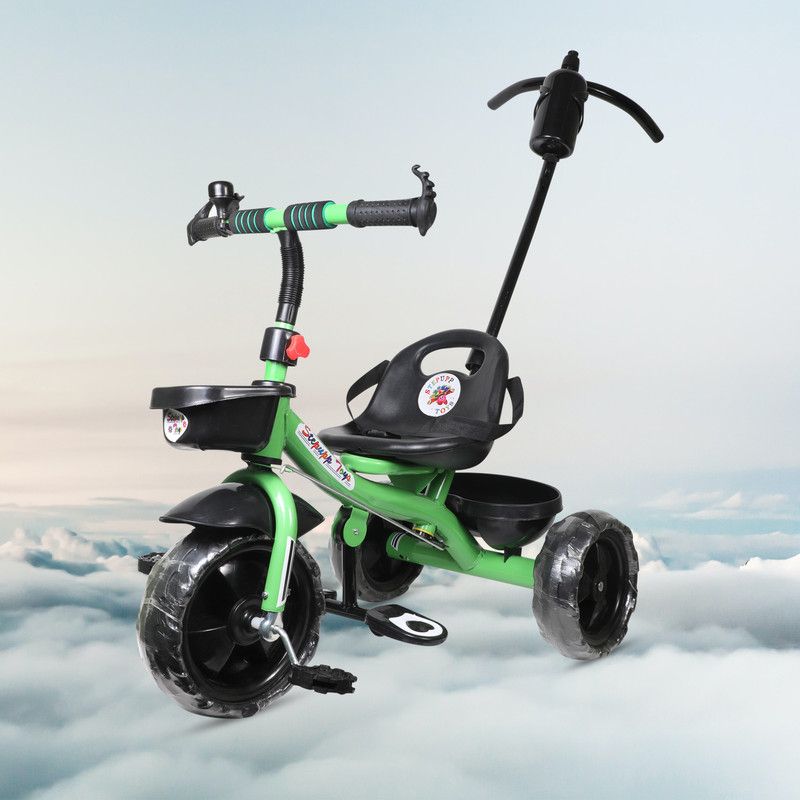 DIYANK DY GREEN HANDLE BACK AND FRONT BASKET FOR KIDS-05 Tricycle  (Green)