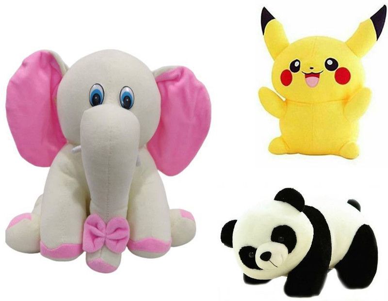 DESTINO Seating Elephant Pikachu Panad Best Gift For Girlfriend Sister Children Babies Your Loved One - 20 cm  (Beige, Black, Yellow)