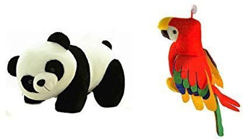 VRV Cute Colorful Panda and Musical Parrot. - 25 cm  (Multicolour)