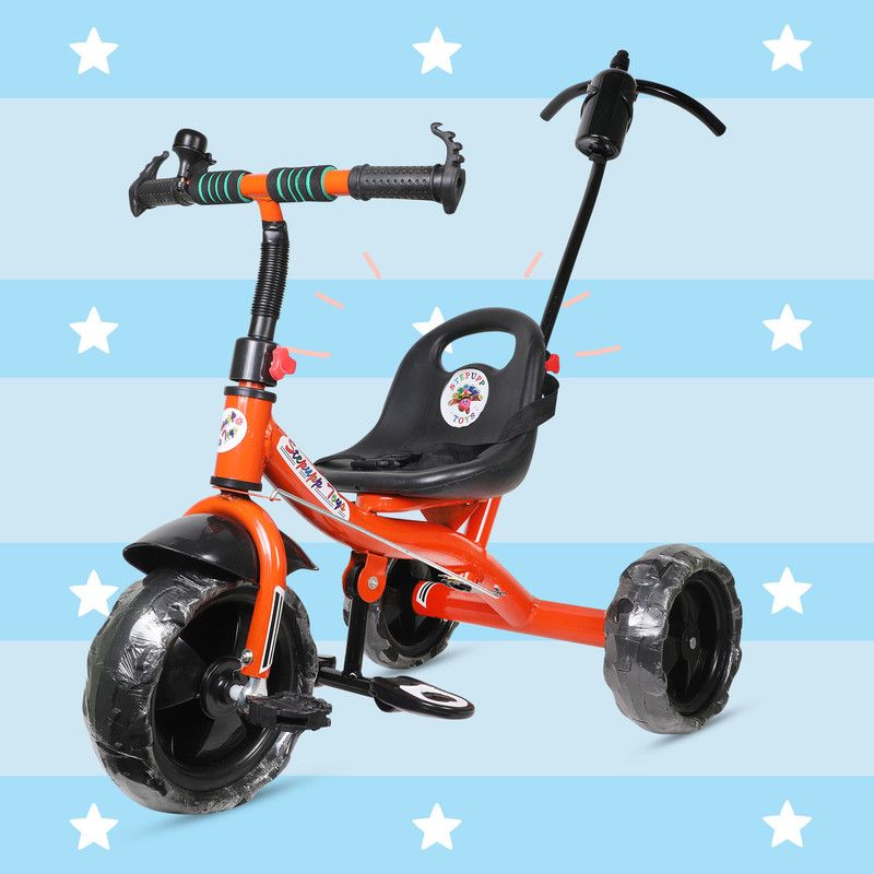 DIYANK DY ORANGE COLOR PARENT HANDLE FOR TODDLERS-04 Tricycle  (Orange, Black)