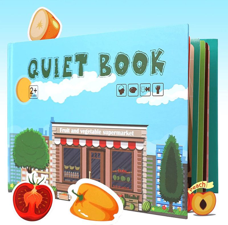 HIRNAYA Quiet Book, Busy Book Preschool Educational Learning (Fruit & Vegetable) Toys  (Green)