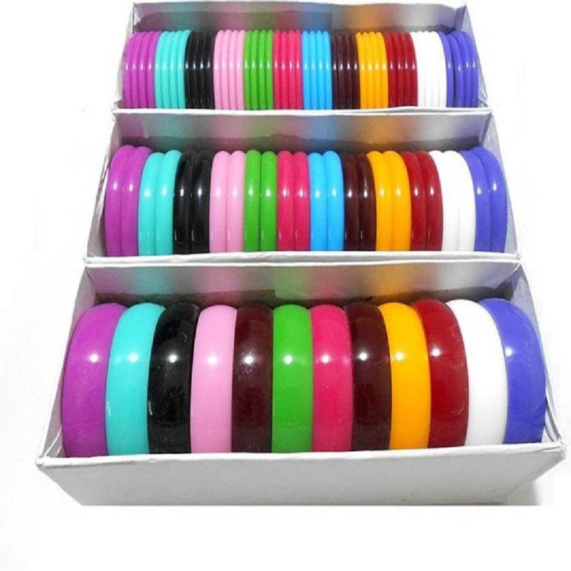 puffy All in one Multicolors Bangles 5mm,10mm,20mm set - 3 full boxes set, size 2.8 medium