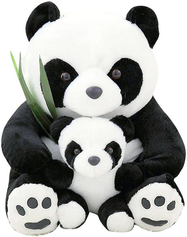 Rk White & Black Big Panda with Baby Panda Cudlle Panda Teddy Bear - 25 inch  (Black)