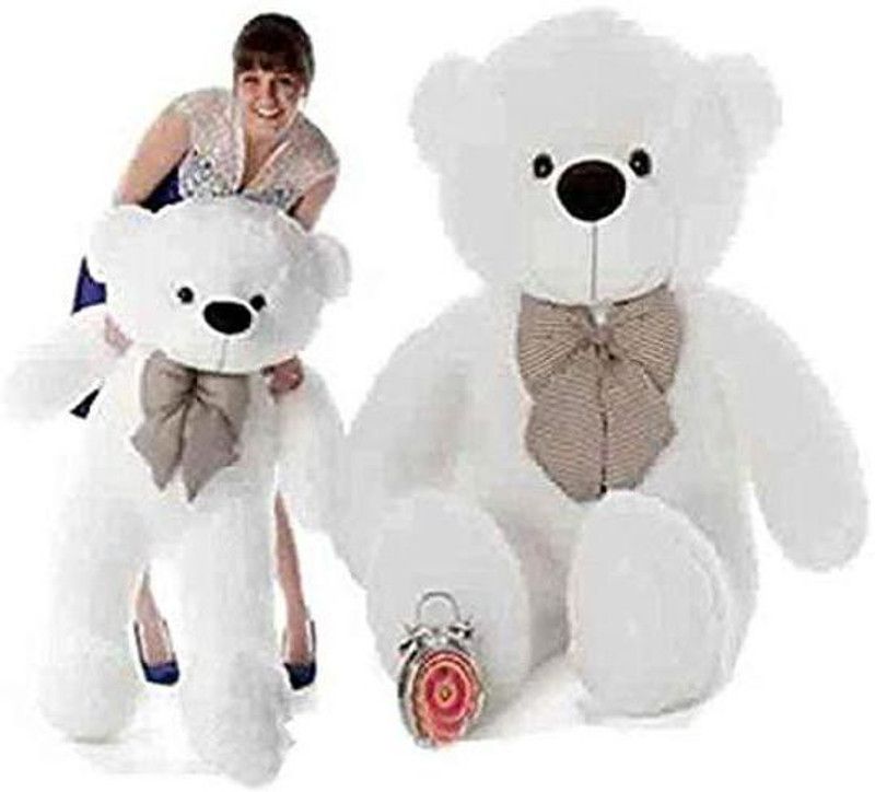 ToyHub Cute, Lovable, Huggable Soft Toy Teddy Bear with Neck Bow for Girlfriend, Birthday Gift (Pack of 2) - 3ft & 4ft ( 91cm) - 122 cm  (White)