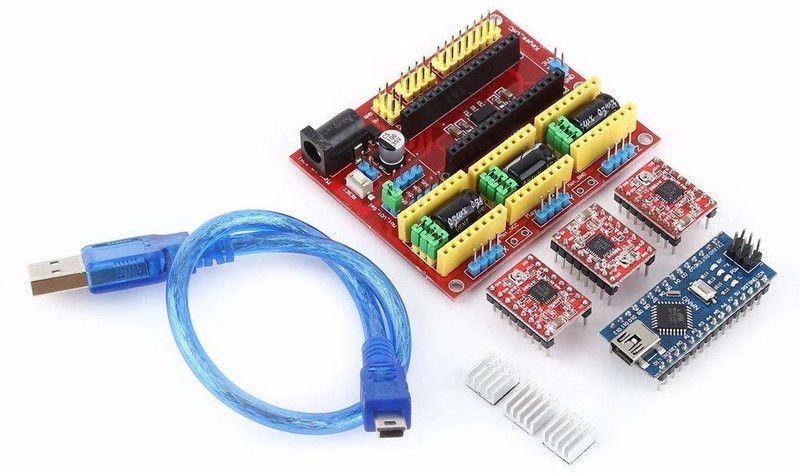 REES52 Printer Engraving Expansion Board Kit Controller Sheld V4+Nano 3.0 Board+A4988 Driver with USB Cable for Ardino Educational Electronic Hobby Kit