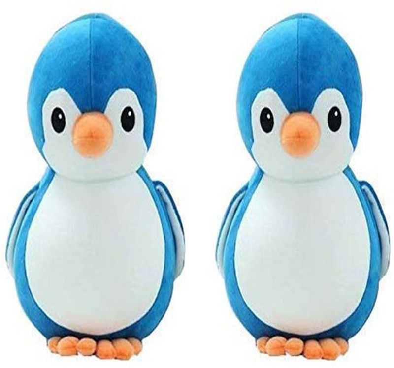Decent Pack of 2 Cute soft toy for kids soft plush stuffed penguin toy for kids & home decor (penguin - 15 cm  (Blue)