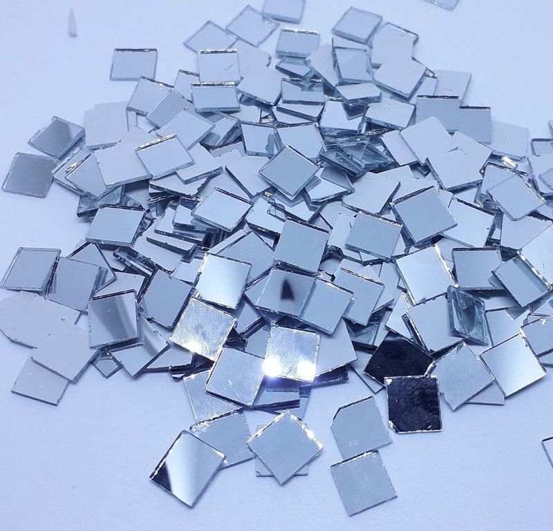 Zilzon Square Shape Glass Mirror Beads for Arts and Crafts DIY Projects, Framing, Decoration, Size 10mm - Set of 200