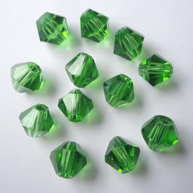 Crafto Green Color Bicone Glass Beads for Jewellery Making ( 4mm- 100 Beads )