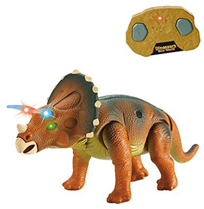 HALO NATION Dinosaur Triceratops - Remote Control - Real Sound and Movements - Jurassic Park Theme…Red  (Multicolor)