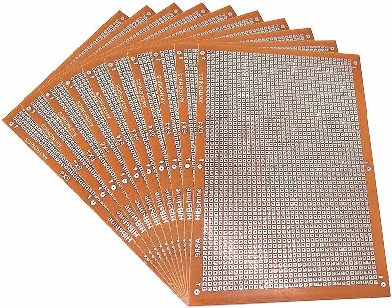 Grahikum 6 X 4 CM PCB General Purpose Printed Circuit Board, Mini Zero PCB Board (Pack of 10) Electronic Components Electronic Hobby Kit
