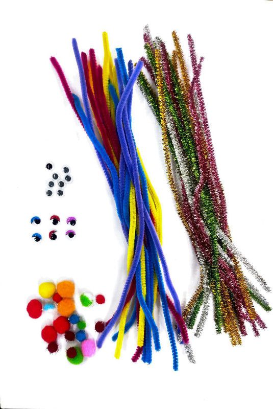 KHUSHA CREATIONS Pipecleaner kit with pipecleaners,pom pom crafts and goggly eyes
