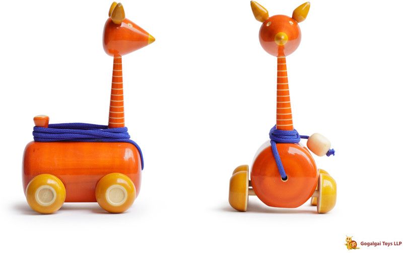Gogalgai Toys Wooden Giraffe long neck Push and Pull Toy, Yellow color  (Yellow, Pack of: 1)