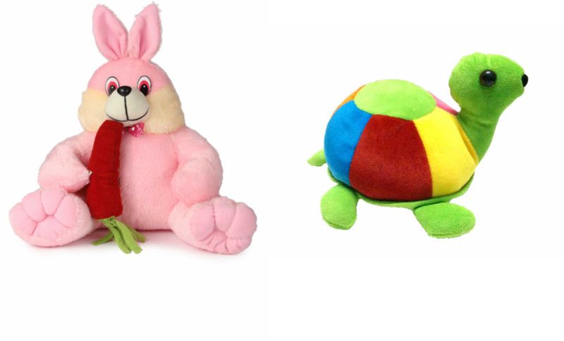 Deals India Bunny With Carrot (35cm) and Tortoise (6.7 inch ) combo (set of 2) - 35 cm  (Multicolor)