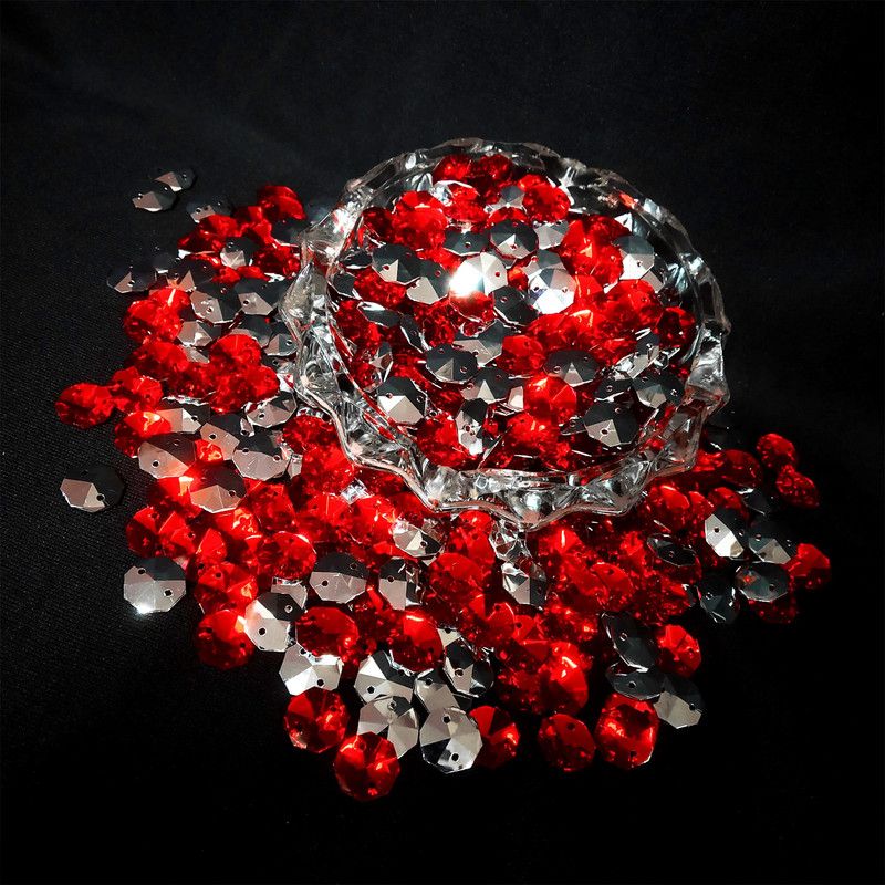 Stylewell (Pack of 500 Pcs) 14mm Red Diamond Stone Fake Gemstone Craftwork Decor Material