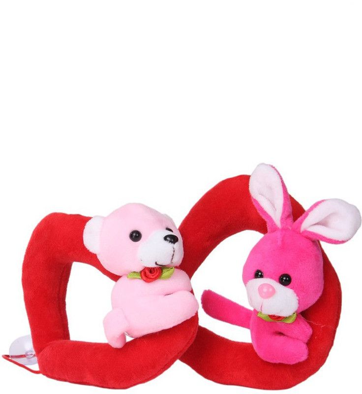 Deals India Deals India Imported Cute teddy in Ring 20cm and Imported Cute Bunny In ring Stuffed soft plush toy Love Girl 20cm combo - 20 cm  (Multicolor)
