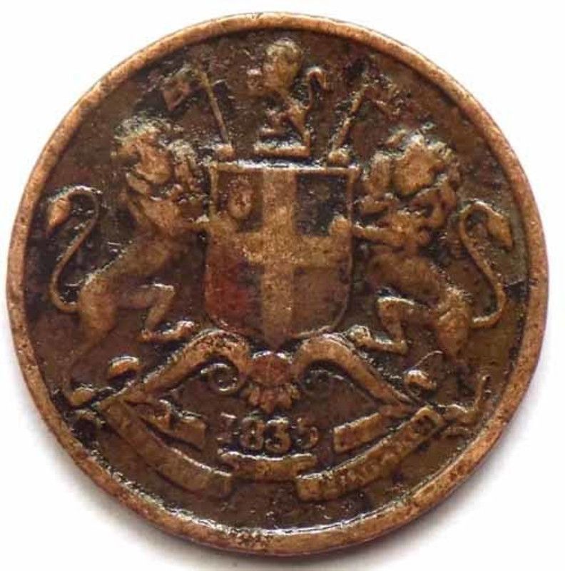 Hariom 1835 1/12 ANNA EAST INDIA COMPANY COPPER COIN Ancient Coin Collection  (1 Coins)
