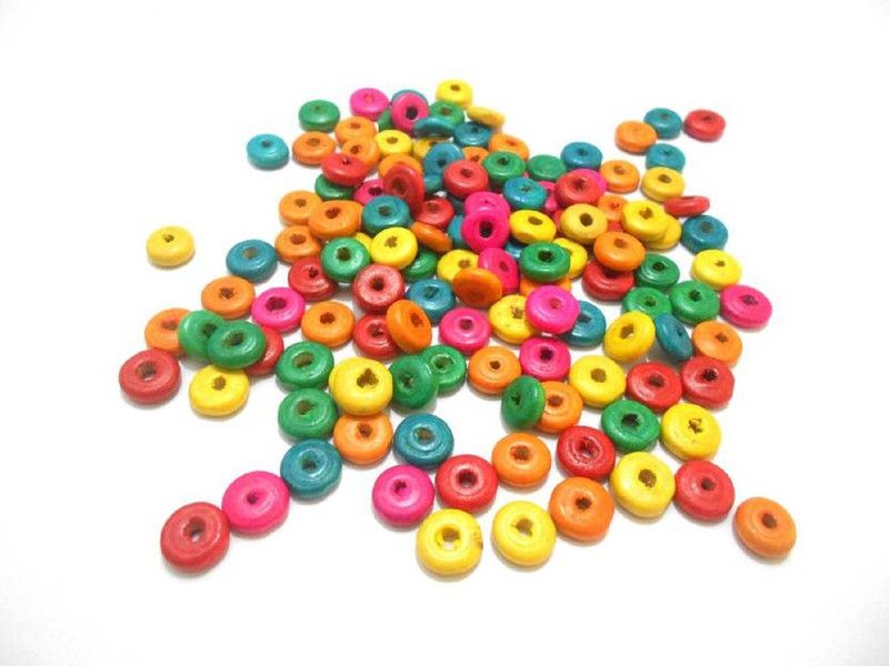 BestVBuy Colorful flat wooden round disc beads for jewelry making,crafts 100 beads