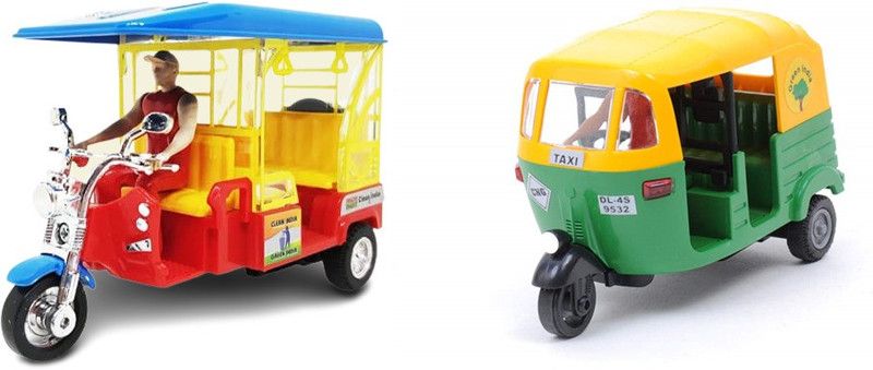 SARASI E-Rickshaw & CNG Auto For Kids, Pull Back Action Toys  (Multicolor)