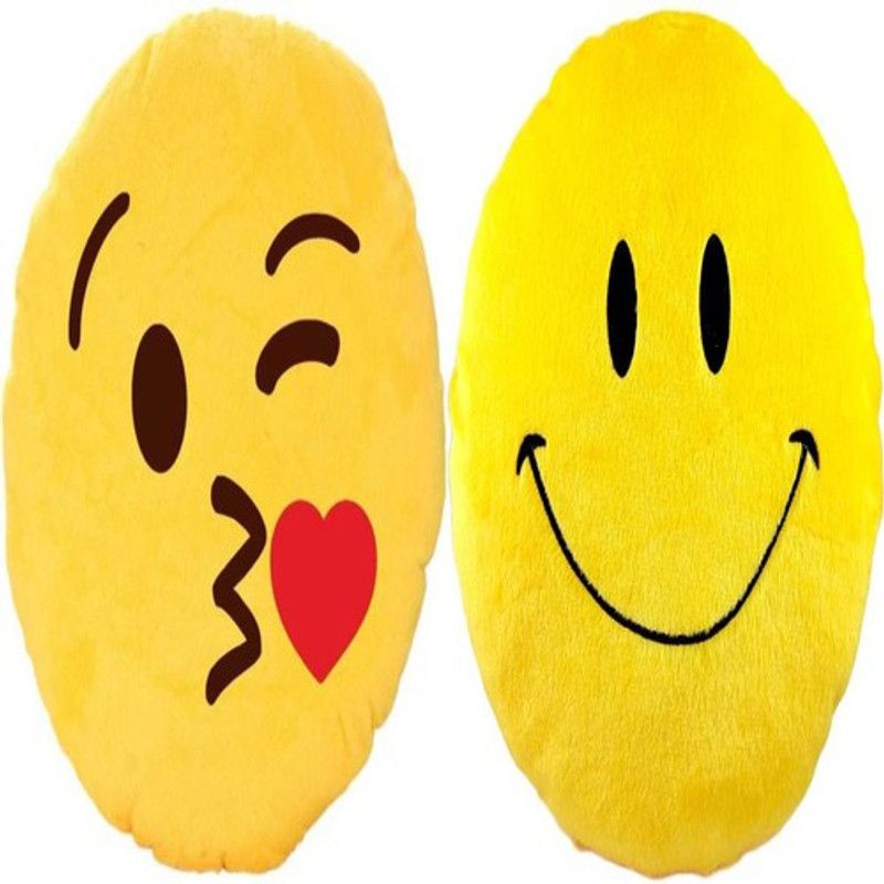 Agnolia stuffed Smiley cushion 35cm-Flying Kiss & Smile - 10 inch  (Multicolor)