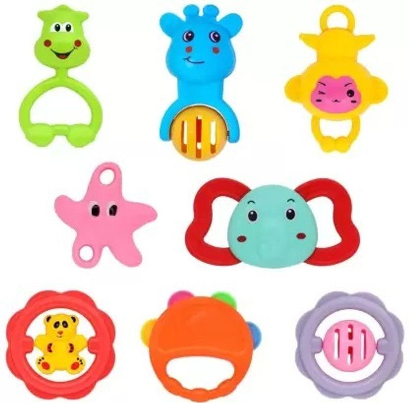 ASKY Born Baby Toys Set for Toddler, Babies Infants 8 Pcs - Non Toxic Rattle Rattle  (Multicolor)