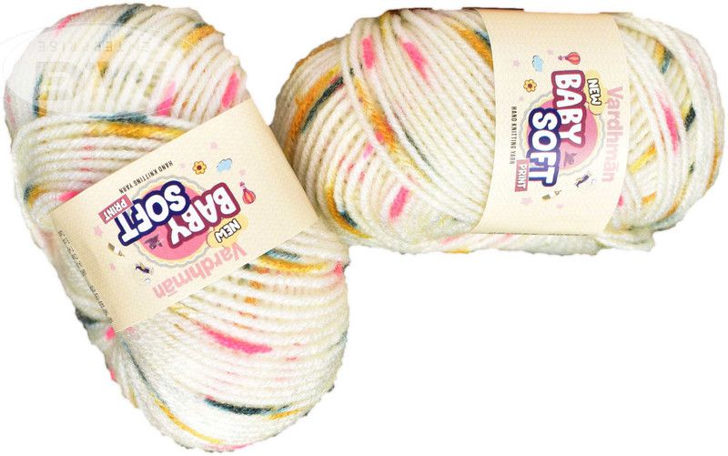 KNIT KING 100% Acrylic Wool Pink Cream (Pack of 8) Baby Soft Wool Ball Hand knitting wool / Art Craft soft fingering crochet hook yarn, needle knitting yarn thread dyed â€¦ -A