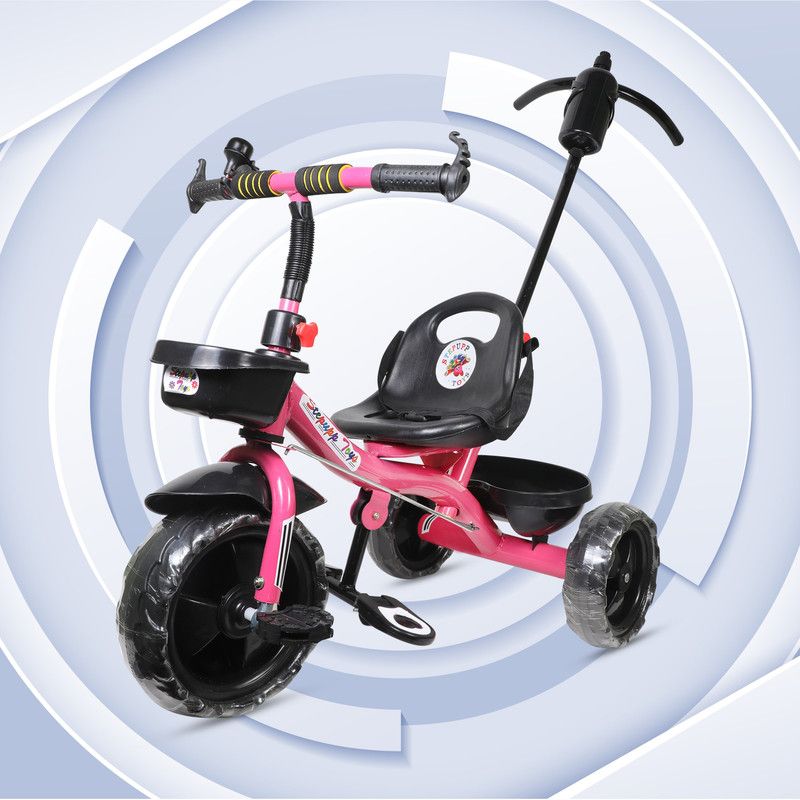 DIYANK DY PINK HANDLE FRONT AND BACK BASKET FOR BABY-03 Tricycle  (Pink)
