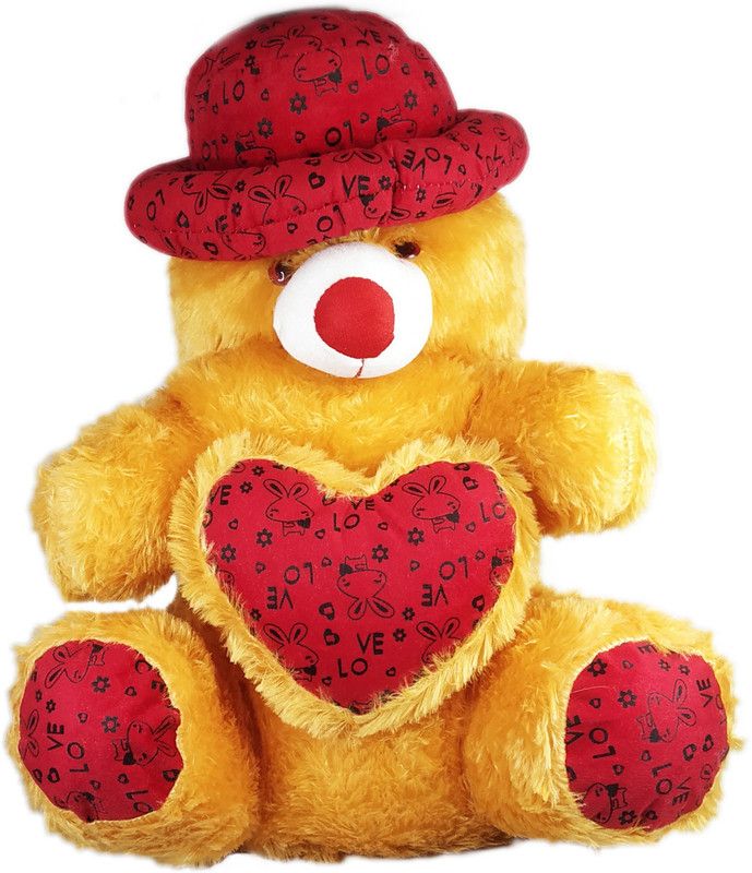 BIGWHEEL (Size:52x42cm) Multicolor Cute Sitting Heart Cap Teddy Bear Soft Stuffed Fur Toy - 52 mm  (Multicolor)