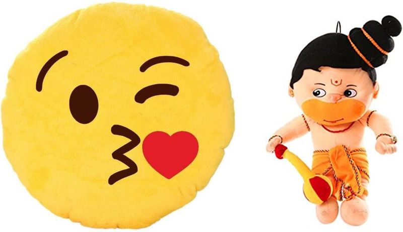 Agnolia Gift Gallery Smiley cushion 35cm-Flying Kiss with Hanuman - 32 cm  (Multicolor)