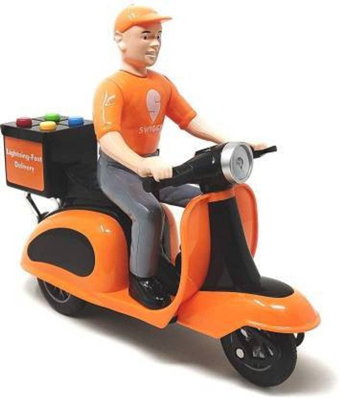 Cheshta Enterprise Pull Back Delivery friction Scooter Toy for Kids with light and sound  (Orange, Pack of: 1)