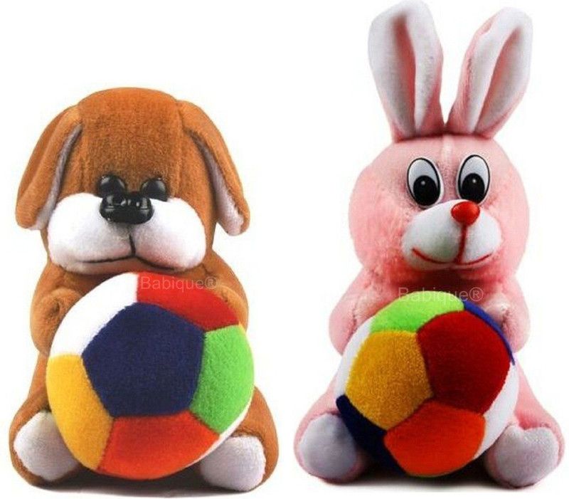 BABIQUE Teddy Bear Soft Toy Dog & Rabbit Animal kids birthday Gift Stuffed Soft Plush Toy Love (2pc) - 19 cm  (Assorted Color)